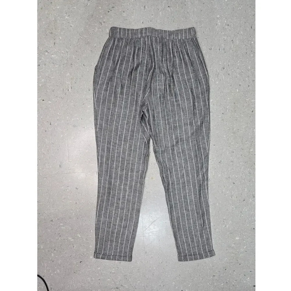 Ostin Linen Stripped Ankle Elastic Waist Pants size M - Picture 2 of 4
